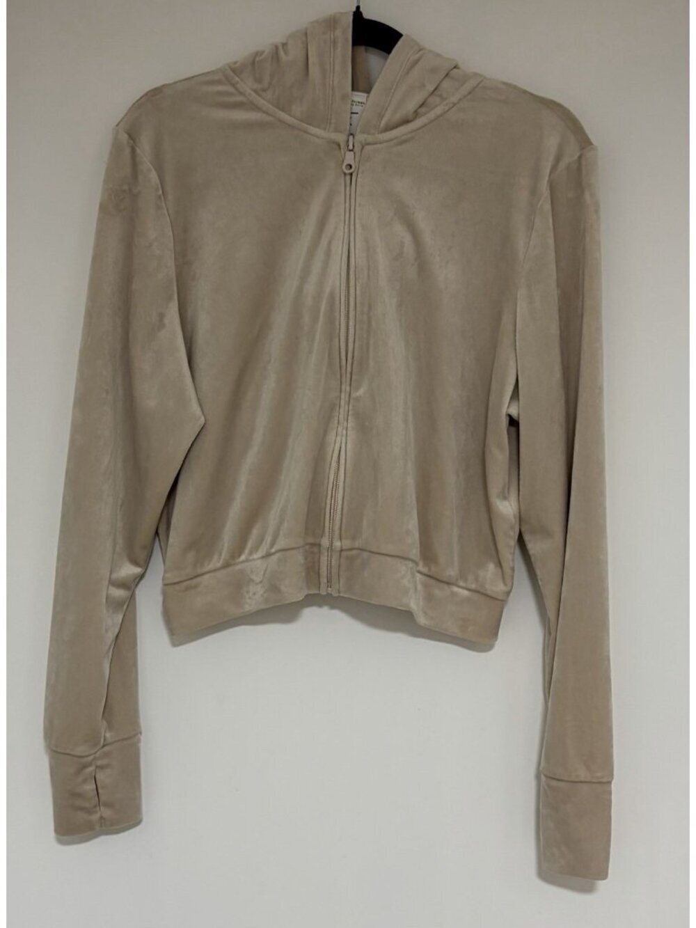 Offline By Aerie Women’s Champagne Velour Cropped Full Zip Jodie Size XL